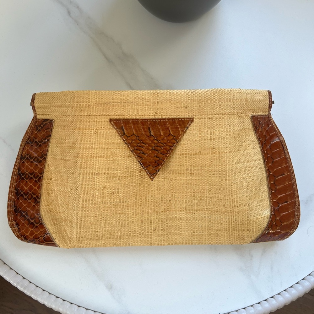 Elegant Tan and Brown Clutch